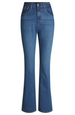 boss bootcut jeans in blue comfort-stretch denim - light blue women's pants