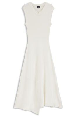 boss bouclé-yarn dress in a slim fit - white women's knitted dresses