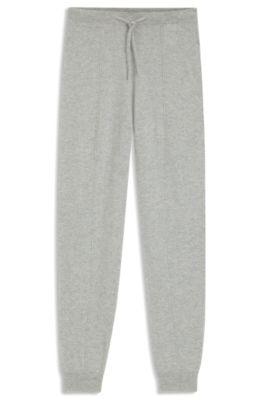 boss cashmere tracksuit bottoms with cuffed hems - light grey women's pants