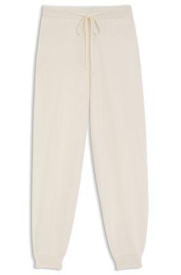 boss cashmere tracksuit bottoms with cuffed hems - white women's pants