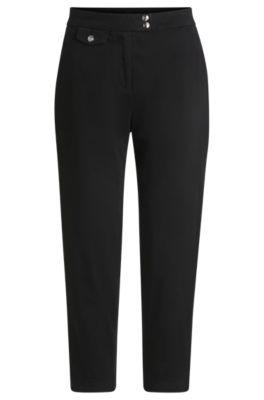 boss casual chinos in stretch-cotton satin - black women's pants