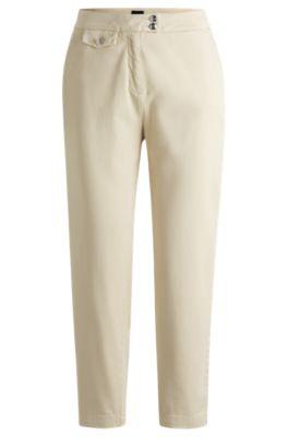 boss casual chinos in stretch-cotton satin - light beige women's pants