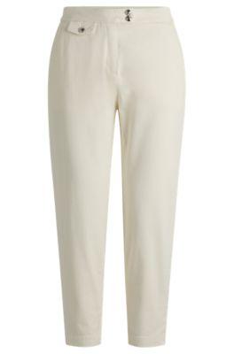 boss casual chinos in stretch-cotton satin - white women's pants