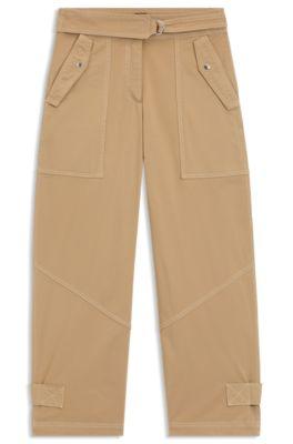 boss casual trousers in stretch-cotton twill - brown women's pants