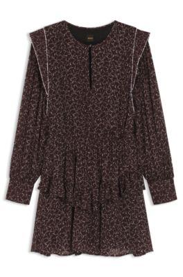 boss contrast-piping mini dress with modern print - patterned women's business dresses