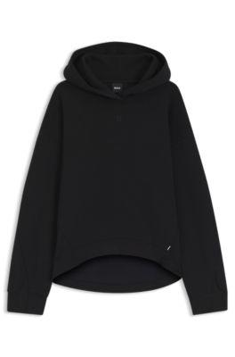 boss cotton-blend hoodie with double b monogram - black women's sweatshirts