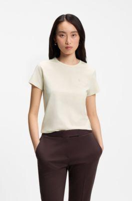 boss cotton-jersey slim-fit t-shirt with double b monogram - white women's t-shirts