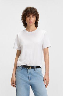 boss cotton-jersey t-shirt in a relaxed fit - white women's t-shirts