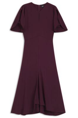 boss crepe dress with keyhole neckline - dark purple women's business dresses