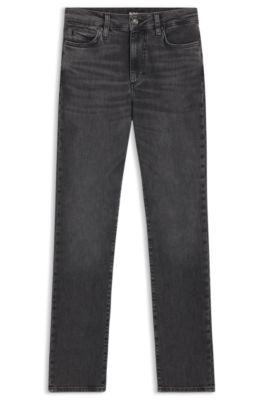 boss dark-grey slim-fit jeans in performance-stretch denim - dark grey women's pants