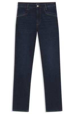 boss deep-blue slim-fit jeans in stretch denim - dark blue women's pants