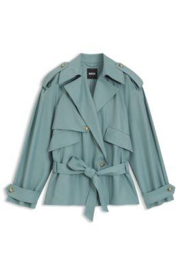 boss drapey-twill jacket in a relaxed fit - blue women's jackets and coats