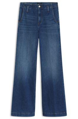 boss fit-and-flare jeans in blue italian stretch denim - dark blue women's pants