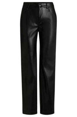 boss five-pocket trousers in faux leather - black women's formal pants