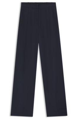 boss formal trousers with pleat details - dark blue women's formal pants