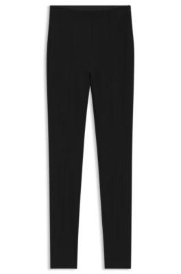 boss front-cutline leggings in stretch jersey - black women's formal pants