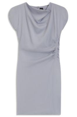 boss gathered-detail dress with drape neckline - light grey women's business dresses