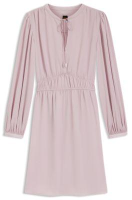 boss gathered-detail mini dress in crinkle satin - light purple women's business dresses