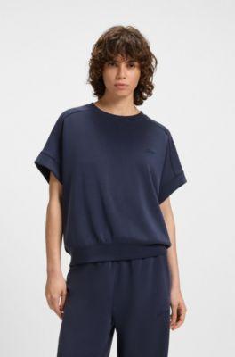 boss handwritten-logo t-shirt in an oversized fit - dark blue women's t-shirts