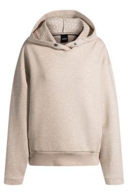 boss hoodie with double b monogram - light beige women's tracksuits
