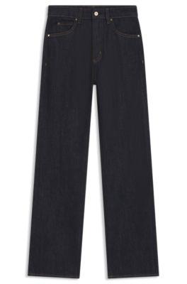 boss indigo slim-fit jeans in stretch denim - dark blue women's pants