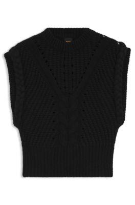 boss italian-yarn sleeveless top with structured knit - black women's all clothing