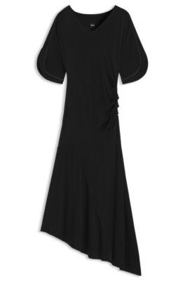 boss jersey dress with slit sleeves - black women's jersey dresses