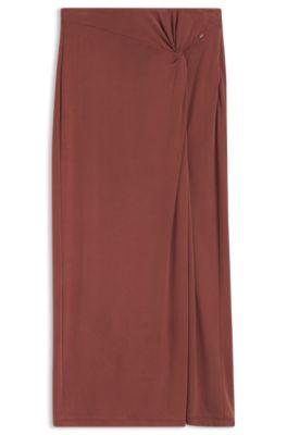 boss jersey maxi skirt with twist detail - dark red women's casual skirts