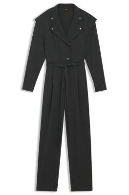 boss jumpsuit in sandwashed fabric - light grey women's jumpsuits