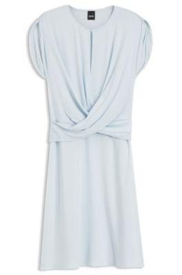boss keyhole-neckline dress with wrap detail - light blue women's business dresses