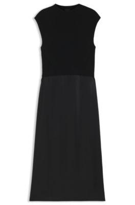 boss knitted dress with satin skirt - black women's knitted dresses size xs