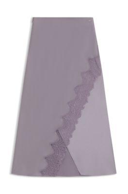 boss lace-trim maxi skirt with wrap front - light purple women's midi skirts