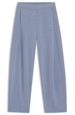boss logo-embroidery tracksuit bottoms with balloon fit - blue women's pants