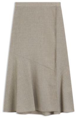 boss melange a-line skirt in virgin wool - light beige women's a-line skirts