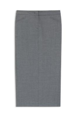 boss melange pencil skirt in virgin wool - dark grey women's pencil skirts