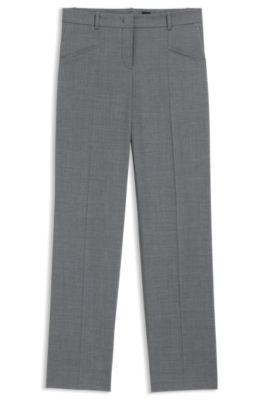boss melange relaxed-fit trousers in virgin wool - dark grey women's formal pants