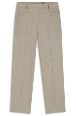 boss melange relaxed-fit trousers in virgin wool - light beige women's formal pants