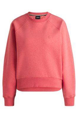 boss melange sweatshirt with double b monogram - dark pink women's sweatshirts