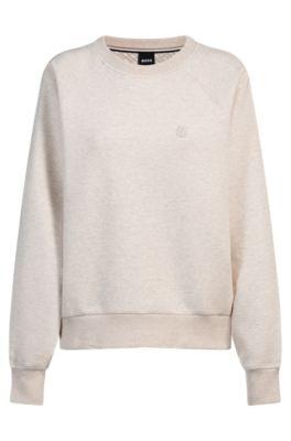 boss melange sweatshirt with double b monogram - white women's sweatshirts