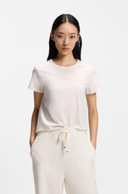 boss mercerised-cotton t-shirt in a regular fit - white women's t-shirts