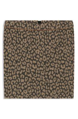 boss mini skirt with leopard jacquard - brown women's mini skirts