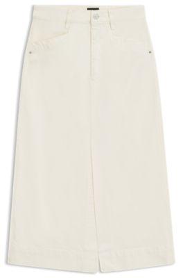 boss off-white midi-length skirt in rigid denim - white women's casual skirts
