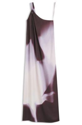 boss one-shoulder dress with floral print - patterned women's business dresses