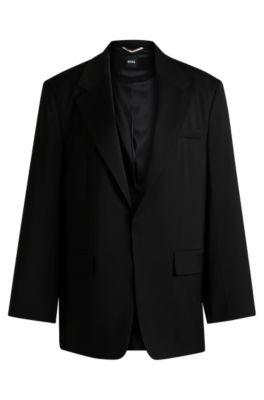 boss oversize-fit blazer in wool - black women's suits