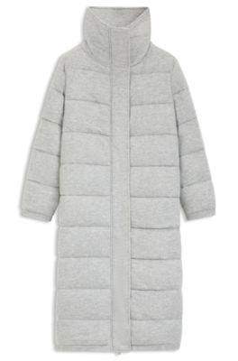boss padded coat in virgin wool and cashmere - light grey women's all clothing