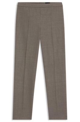 boss patterned regular-fit trousers in a wool blend - grey women's formal pants