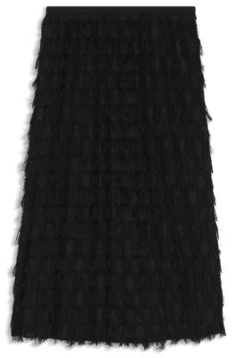 boss pencil skirt in feather jacquard - black women's a-line skirts
