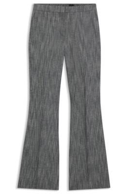boss regular-fit trousers in melange denim - patterned women's formal pants