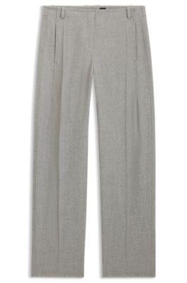 boss regular-fit trousers in sharkskin twill - silver women's formal pants