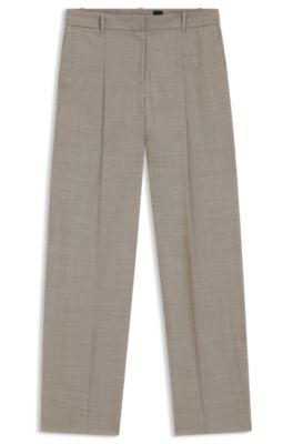 boss regular-fit trousers in stretch-wool sharkskin - light beige women's formal pants